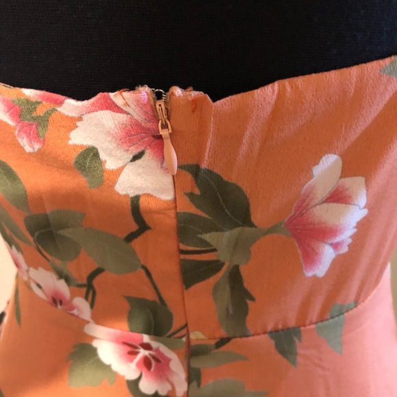 Peach Cold Shoulder Floral Maxi Dress  (2) - Picture 4 of 8